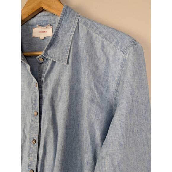 Xirena Dusty Blue Beau Button Front Shirt M - Picture 5 of 13